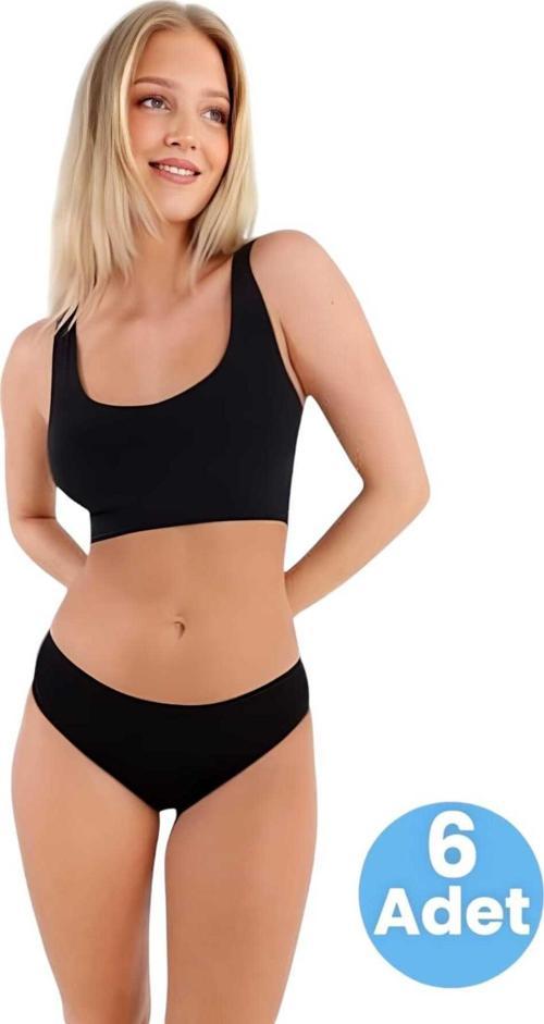 Kadın Pamuklu Penye Süprem Kumaş Bikini Külot Kadın Bikini Külot 6 Adet Siyah S-M