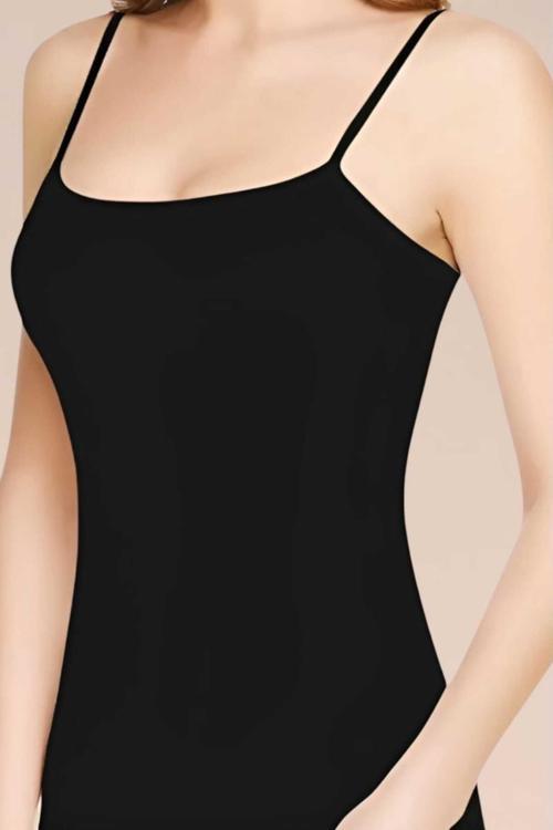 Kadın Pamuklu Dört Mevsim Ekonomik İp Askılı Atlet Siyah 2XL