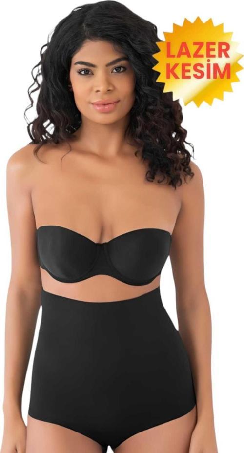 Kadın Lazer Kesim  İnceltici Ve Toparlayıcı Yüksek Bel Slip Korse Siyah L-XL