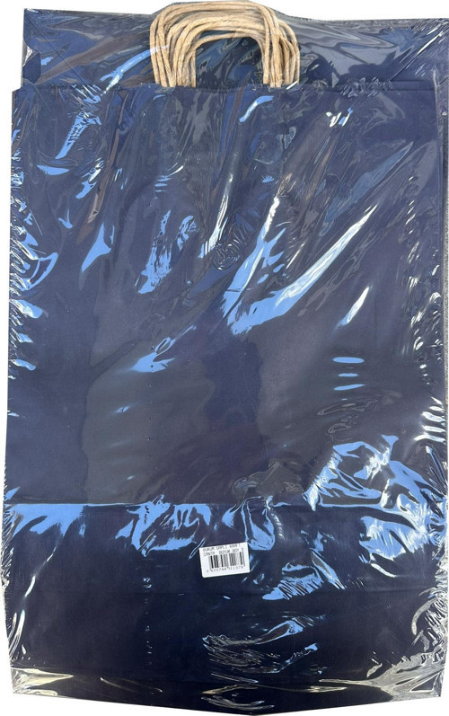 Büküm Saplı Kraft Kağıt Çanta Karton Hediyelik Poşet Torba - Mavi - 18x24 Cm. - 25 Adetlik 2 Paket