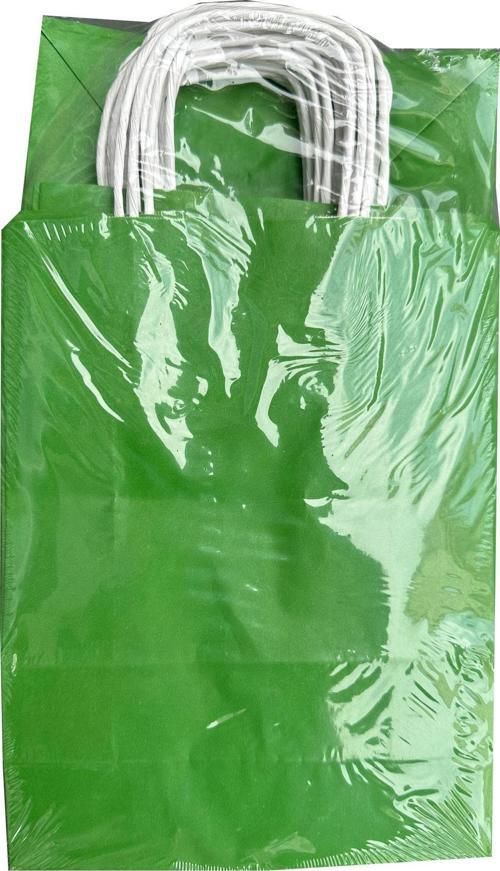 Büküm Saplı Kraft Kağıt Karton Hediye Çanta Poşet Torba - Yeşil - 25x31 Cm. - 25 Adetlik 2 Paket