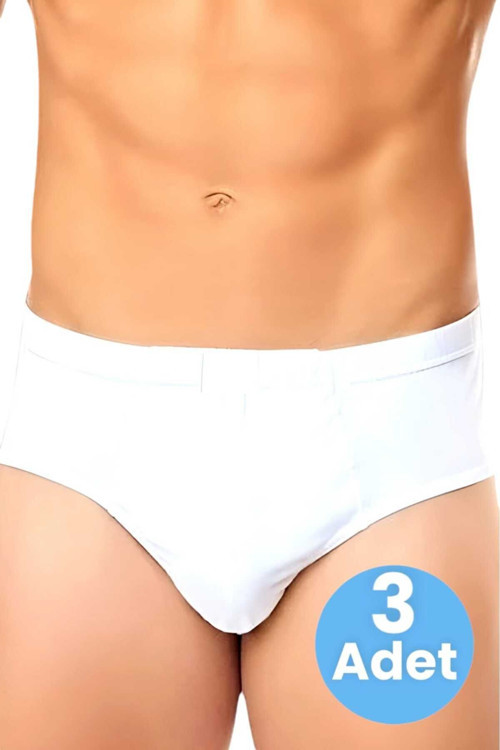 Erkek Pamuklu Slip 3'Lü Paket Beyaz 2XL