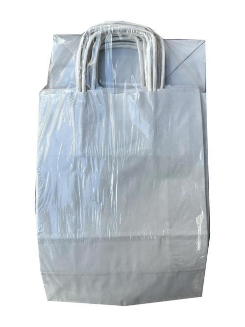 Büküm Saplı Kraft Kağıt Karton Hediyelik Çanta Poşet Torba - Gri - 31x41 Cm. - 25 Adetlik Paket