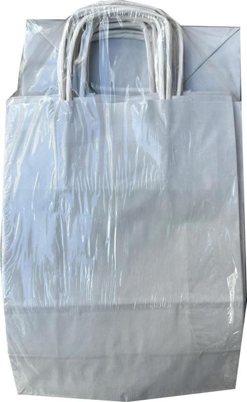 Büküm Saplı Kraft Kağıt Karton Hediyelik Çanta Poşet Torba - Gri - 31x41 Cm. - 25 Adetlik Paket