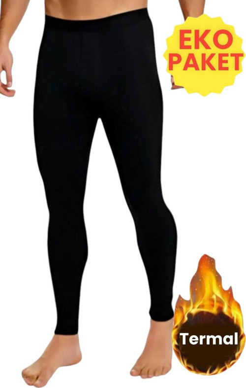Erkek Termal Tayt Uzun Sporcu Taytı Siyah 2XL