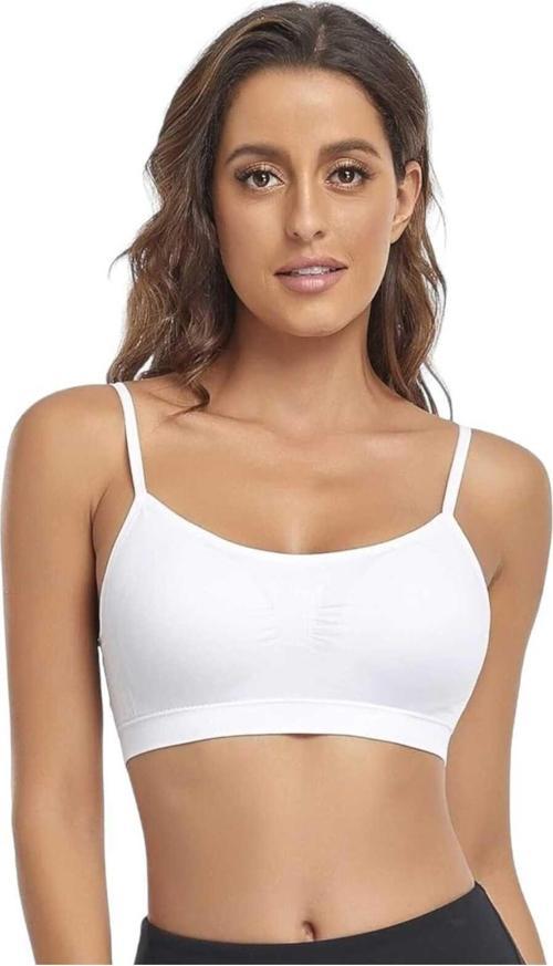 Kadın İnce Askılı Pedli Büstiyer Sütyen Beyaz L-XL