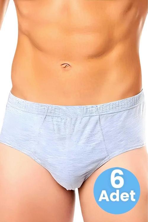 Erkek Pamuklu Slip 6'Lı Paket Gri XL