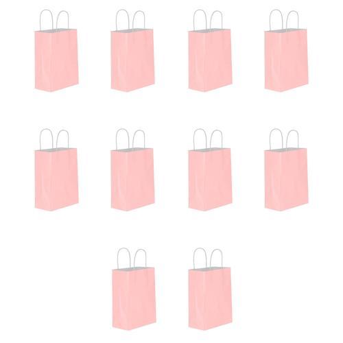 Büküm Saplı Kraft Kağıt Karton Hediyelik Çanta Poşet Torba - Pembe - 25x31 Cm. - 10 Adetlik 1 Paket