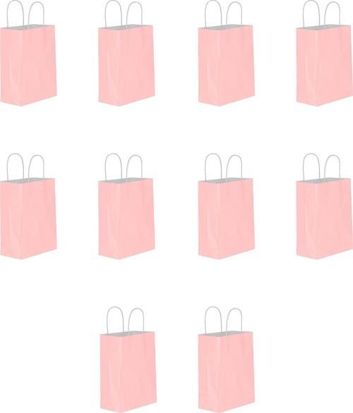 Büküm Saplı Kraft Kağıt Karton Hediyelik Çanta Poşet Torba - Pembe - 25x31 Cm. - 10 Adetlik 1 Paket