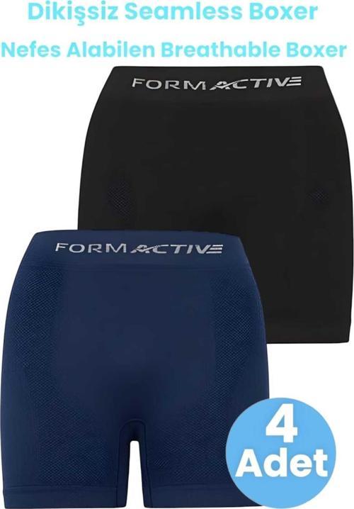 Erkek Dikişsiz/Seamless Nefes Alabilen Boxer 4 Adet Siyah - Lacivert L-XL