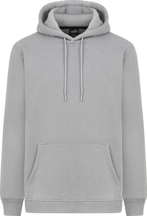 5017 Erkek Yumuşacık Kapüşonlu Organik Pamuk Kanguru Cepli Açık Gri Sweatshirt