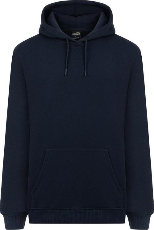 5017 Erkek Yumuşacık Kapüşonlu Organik Pamuk Kanguru Cepli Regular Lacivert  Sweatshirt