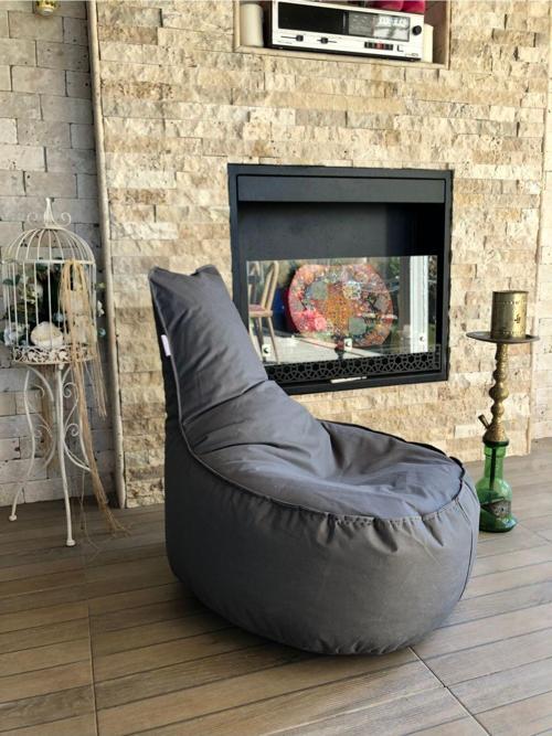 Kumaş Aktif Armut Koltuk Gri ( Orta Boy ) Country Gri Modern 70*40*55 Cm