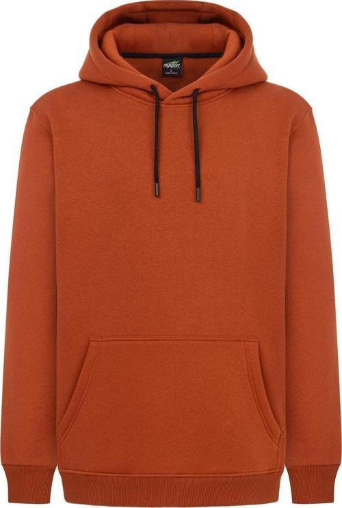 5017 Erkek Yumuşacık Kapüşonlu Organik Pamuk Kanguru Cepli Regular Kiremit Sweatshirt