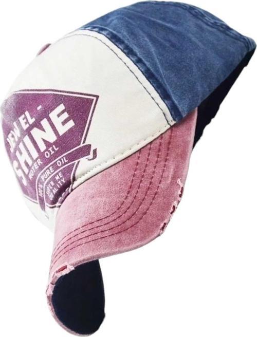 Unisex Eskitme Jewel Shine Ayarlanabilir Beyzbol Kep Şapka Baseball Şapka Kırmızı - Lacivert