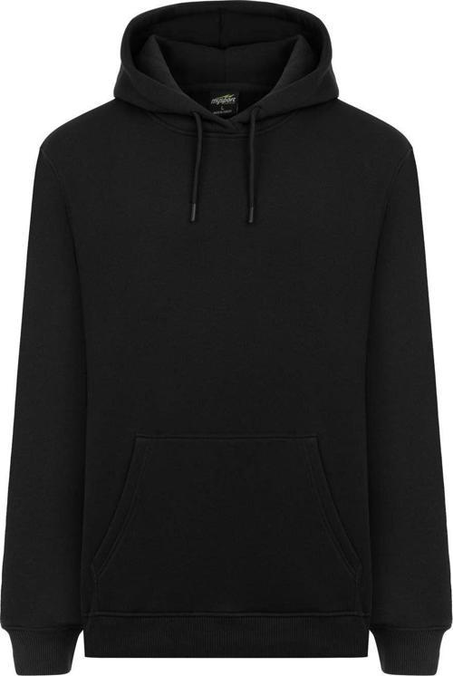 5017  Erkek Yumuşacık Kapüşonlu Organik Pamuk Kanguru Cepli Regular Siyah Sweatshirt