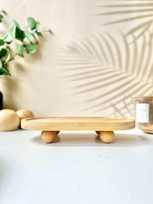 Top Ayaklı Bambu Oval Stand 24 Cm X 14 Cm X 4 Cm