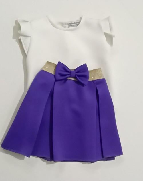 Çocuk Bluz Etek Takım Çocuk İkili Etek Takım Turuncu-Mor 0 - 5 Yaş