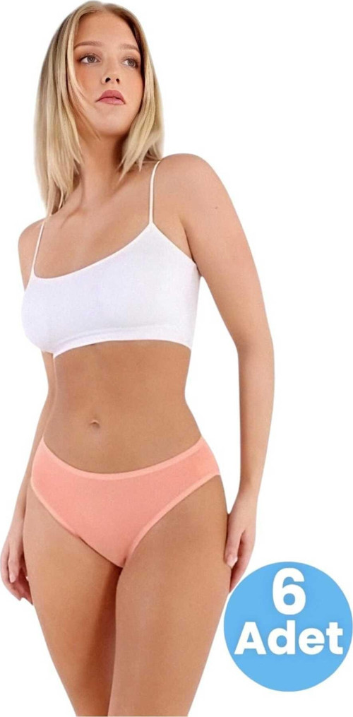 Kadın Pamuklu Penye Süprem Kumaş Bikini Külot Kadın Bikini Külot 6 Adet Yavruağzı S-M
