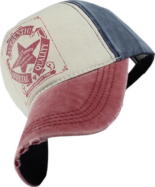 Unisex Pamuklu Authentic Eskitme Kep Şapka Kırmızı - Lacivert Standart