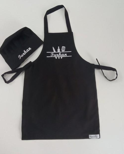 Mutfak Temalı Çocuk Mutfak Ve Etkinlik Ana Okulu Önlüğü İsme Özel Nakış Desenli 0- 14 Yaş