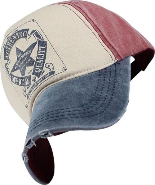 Unisex Pamuklu Authentic Eskitme Kep Şapka Lacivert - Kırmızı Standart