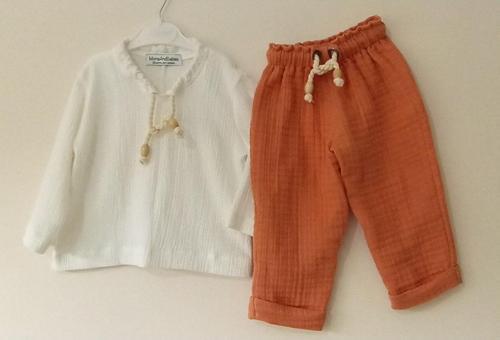 Çocuk Müslin Pantolon Tişörtlü Pantolon Takım 0-5 Yaş