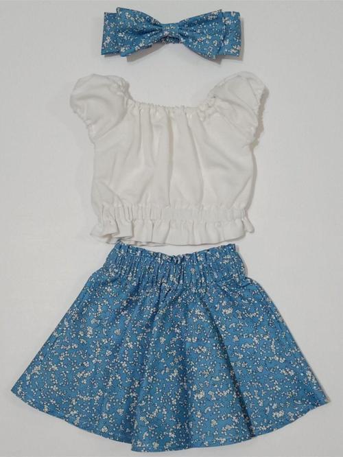 Kız Çocuk Bebek Çiçekli Büstiyerli Kloş Etek Takımı 0-5 Yaş