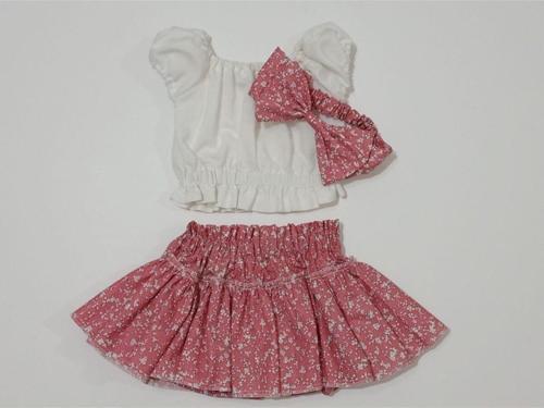 Kız Bebek Çocuk Çiçekli Büstiyerli Külotlu Etek Takımı 0-2 Yaş