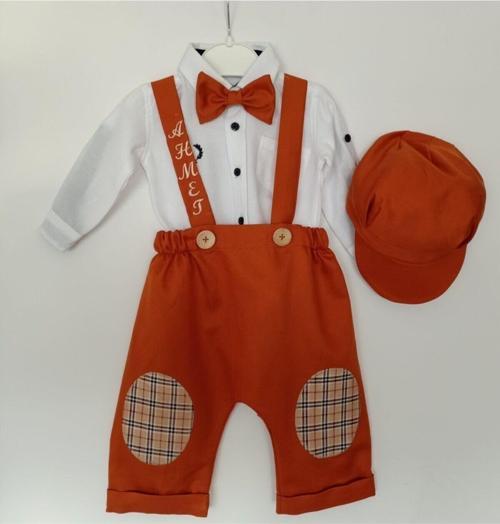 İsimli Erkek Çocuk Bebek Gömlekli Harem Pantolon Isme Özel 0-2 Yaş