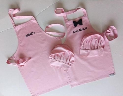 Anne Kız-Erkek Çocuk Mutfak Ve Etkinlik Önlüğü Pembe 0-12 Yaş Beden