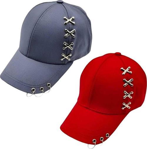Unisex Punk Master Baseball Kep Şapka 2'Li Set Füme - Kırmızı