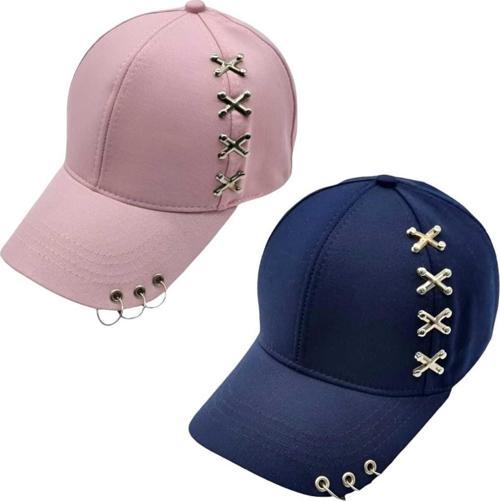 Unisex Punk Master Baseball Kep Şapka 2'Li Set Pembe - Lacivert
