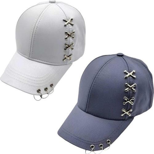 Unisex Punk Master Baseball Kep Şapka 2'Li Set Beyaz - Füme
