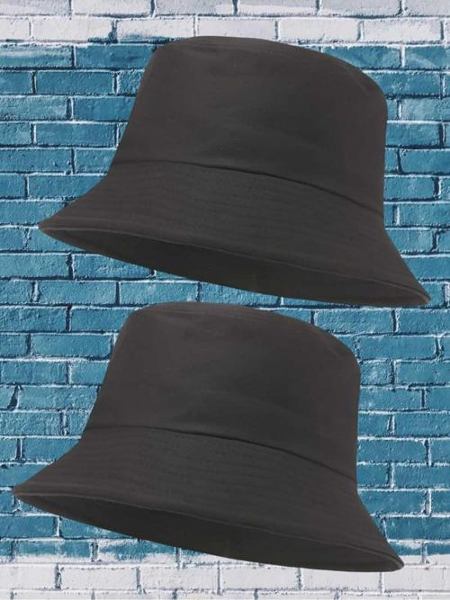 Unisex Uv Korumalı Pamuku Bucket Şapka Siyah - Siyah