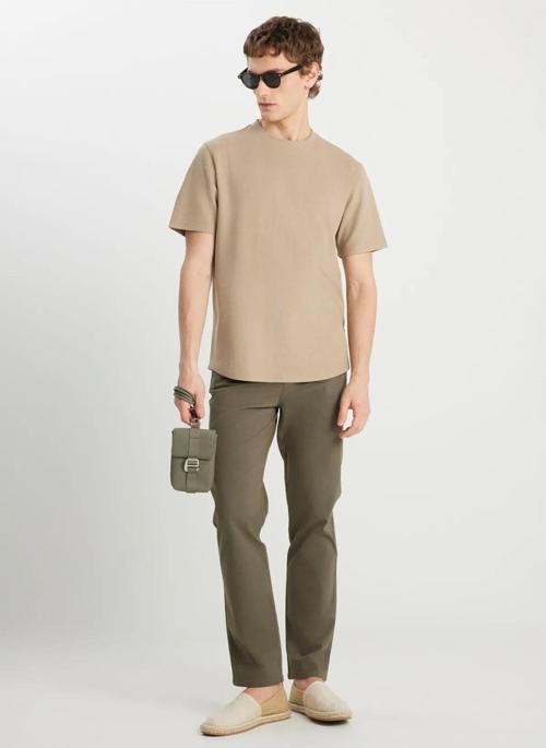Relaxed Fit Dokulu Basic Erkek Tişört W2510718614