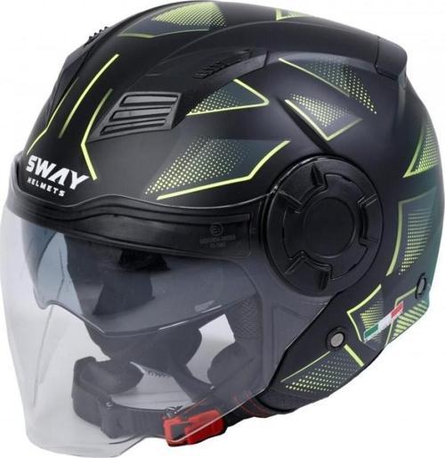 Sw766 Yarım Yazlık Kask Cırcle Mat Black Yellow Güneş Vizörlü