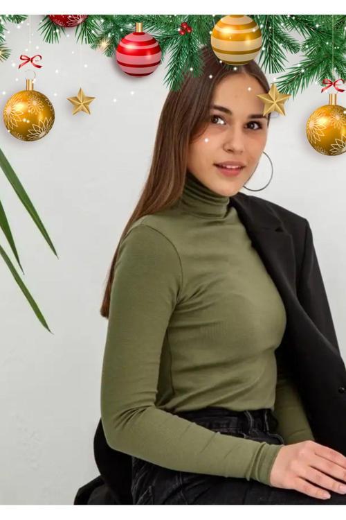 Yılbaşı Özel Çam Yeşil Balıkçı Yaka Body 1.Sınıf Kaşkorse Özel Renk Kumaş Sınırlı Sayıda