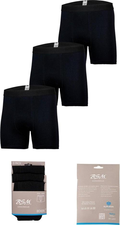 Erkek 3'Lü Likralı Pamuklu Strech Siyah Boxer