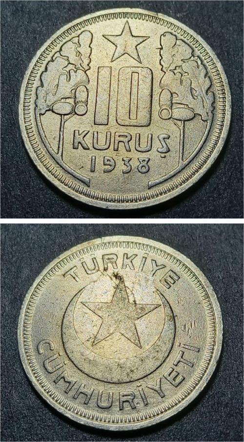 3996368127755ec311 10 Kuruş 1938 ÇİL eski madeni para