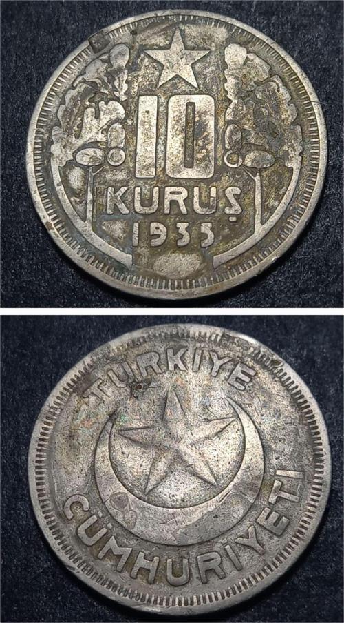 39963680e6cb34bc7d Kulptan çıkma (RR) 10Kuruş 1935 eski madeni para