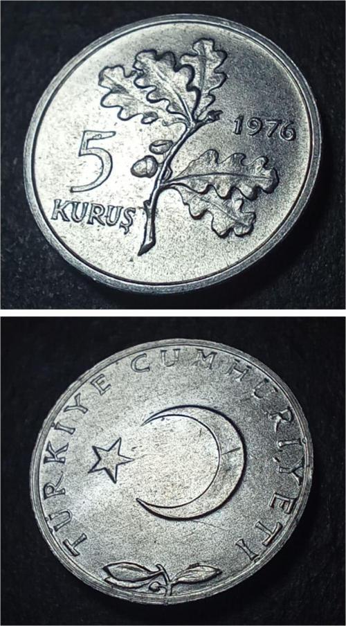 399636802a8b1ada40 1976 Alüminyum 5kuruş ÇİL eski madeni para