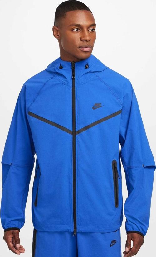 Tech Windrunner Woven Full Zip Loose Fit Jacket Erkek Bol Kesim Paraşüt Kumaş Kapüşonlu Ceket Sax Mavi
