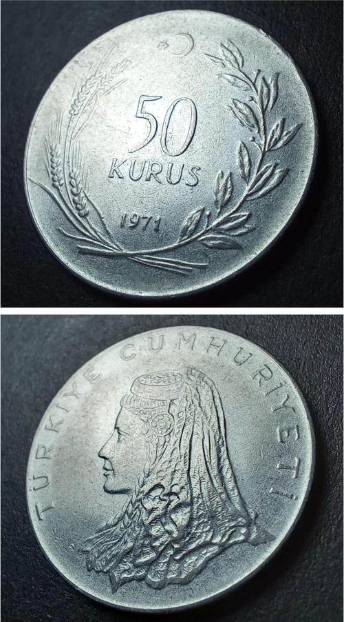 3996368015b618ae2c 1971 Akmonital 50 Kuruş ÇÇT+/ÇA Eski Madeni Para
