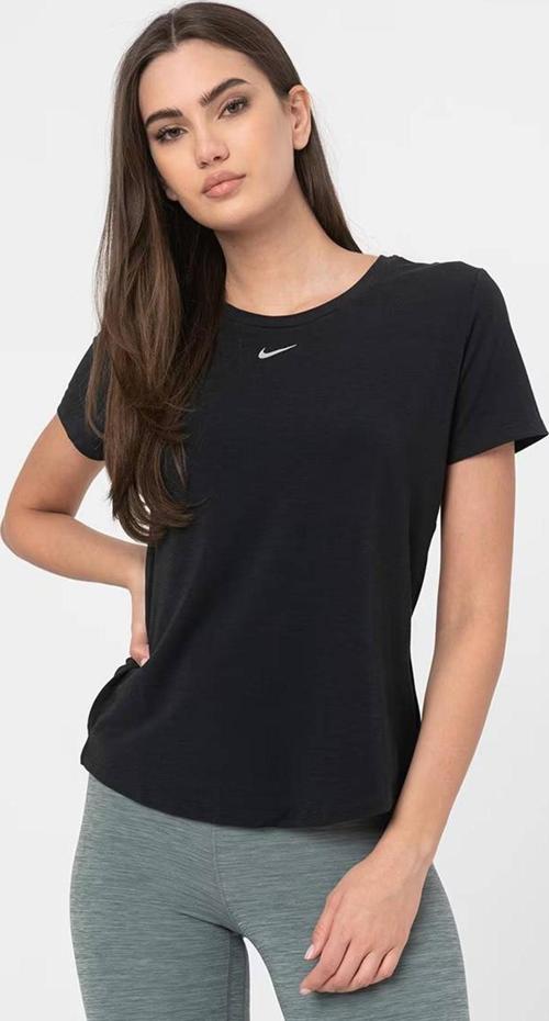 Dri Fit UV One Luxe Women's T-shirt Top Kadın Reflektörlü Koşu Antrenman Tişörtü Siyah