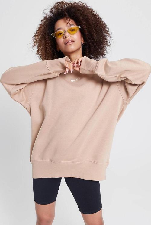 Sportswear Essential Collection Fleece Oversized Crew Kadın Sweatshirt Sütlü Kahve