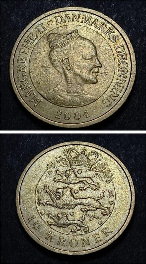 3996368016bdf8a3b3 2004 Danimarka 10 Kroner ÇÇT+ eski yabancı madeni para