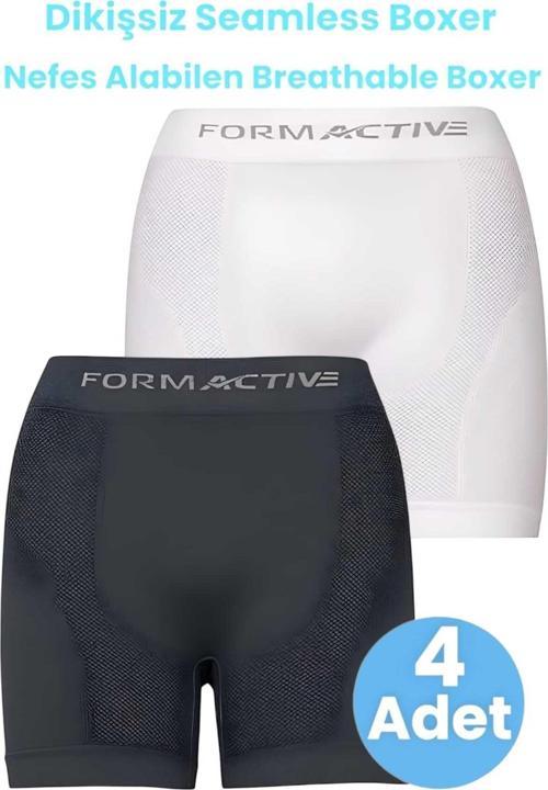 Erkek Dikişsiz/Seamless Nefes Alabilen Boxer 4 Adet Beyaz - Füme M-L