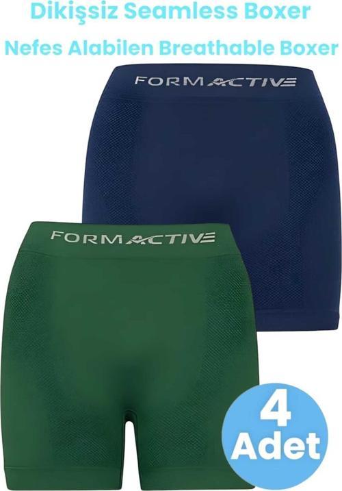 Erkek Dikişsiz/Seamless Nefes Alabilen Boxer 4 Adet Lacivert - Yeşil M-L