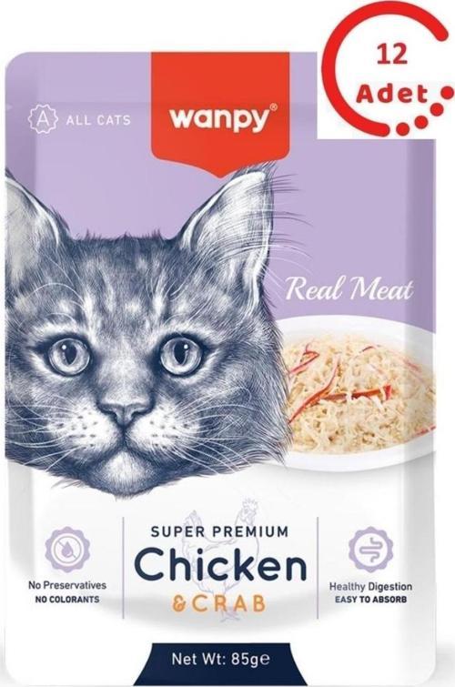Pouch Tavuklu & Yengeçli Yaş Kedi Maması 85 gr 12 Adet